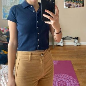 Brandy Melville cropped navy button up